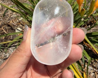 Natural Pakistan Himalayan Clear Quartz Palm Stone | Polished Quartz Palm Crystal | Worry Stone | Healing Crystal Gift,A595