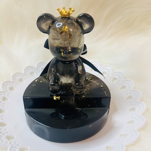Black Bear Business card holder table decoration desk phone holder name card holder DIY Resin card holder