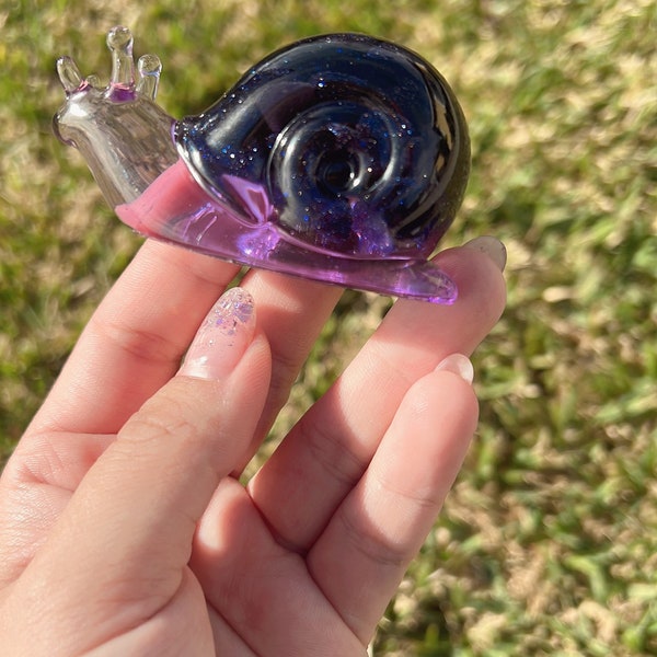 Purple shiny stone Snail Handmade resin sculpture, Snail cute cool super kawaii decoration need 1 week to make