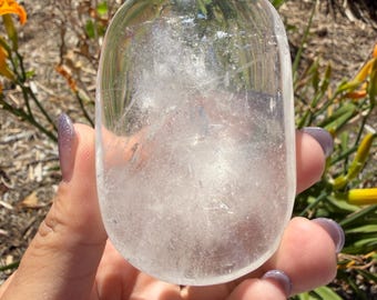 Natural Pakistan Himalayan Clear Quartz Palm Stone | Polished Quartz Palm Crystal | Worry Stone | Healing Crystal Gift,A588