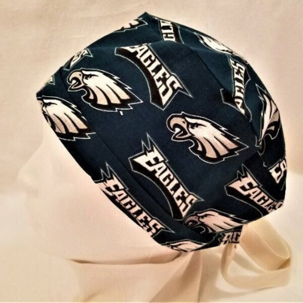 Scrub Cap - Custom Orders: 2 Sizes + 2 Fabric Choices - Wear with Rim Folded Up or Unfolded - Adjustable w Elastic & Ties - Can Add Buttons