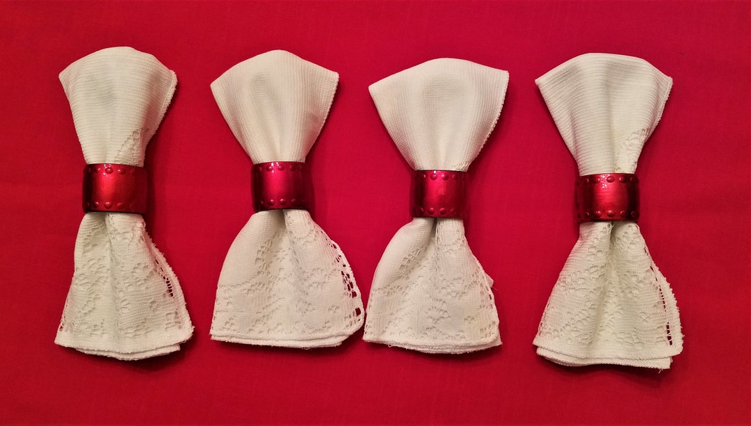 Red Napkin Rings Anniversary Dinner Valentine's Day Great for Christmas ...