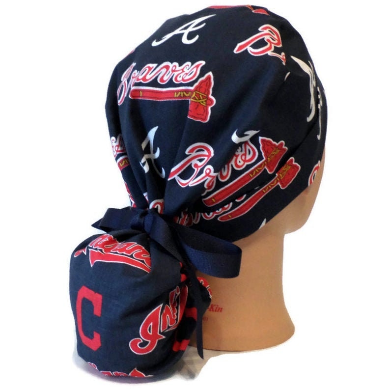 Ribbon or Fabric Ties Ponytail Scrub Hats Can Add Buttons Regular-sized or Extra Large Pouch 10 Different Teams Sport Team Fabrics