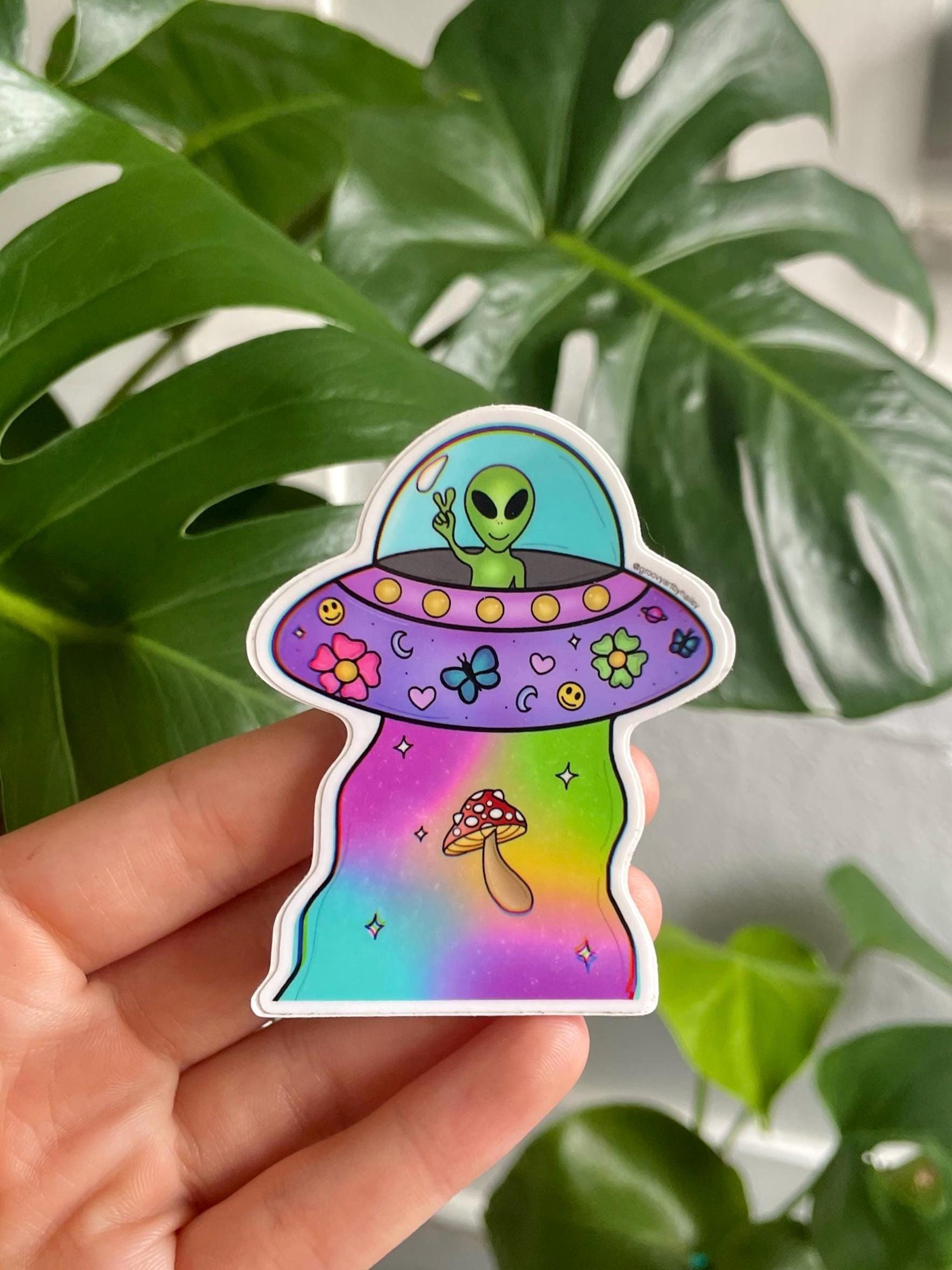 Mushroom UFO Sticker | Art Sticker | Vinyl Sticker | Waterproof Sticker ...