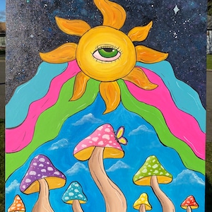 Trippy Sun Acrylic Painting - Etsy