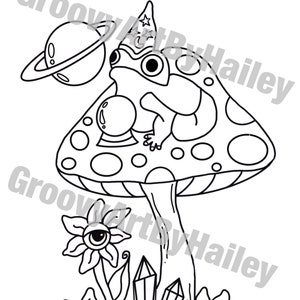 Frog Wizard Coloring Page | Instant Download