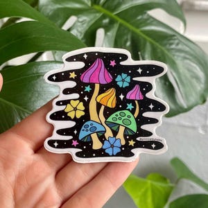 Cosmic Mushroom Sticker | Art Sticker | Vinyl Sticker | Waterproof Sticker | Journal, Laptop, Water Bottle Sticker Gift