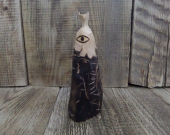 Gebeeldhouwd standbeeld, sculptuur, rituele pop, bosgod, Vikingen God, Panka-pop, duivelsbeeld, duivelsfiguur, demonfiguur, Baphomet, Talisman