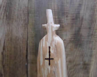 Figurina di legno, Bambola primitiva, Altare di meditazione, Regalo in legno, Statua di Wiccian intagliata, Scultura cornuta, Spirito della foresta, Bambola rituale