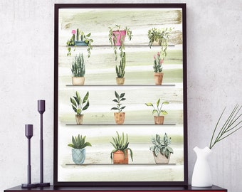 Plant Print DOWNLOADABLE - Botanical PRINTABLE Wall Art - Watercolor Floral DIGITAL Download - Plant Lovers Gift - Spring Decor Poster