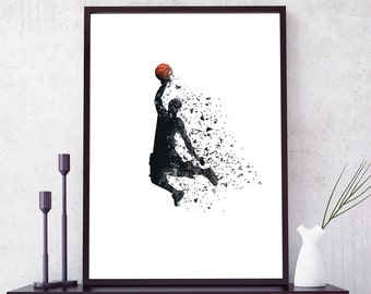 Poster stampabile Basketball Dunk - Regalo per fan NBA - Stampa DIGITALE da scaricare - Decorazione spogliatoio - Poster basket - Slam Dunk