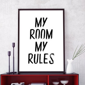 My Room My Rules PRINTABLE Wall Art - Children&#39;s Bedroom Decor DIGITAL DOWNLOAD - Little Boys Room Print - Kids Playroom Poster - Games Room