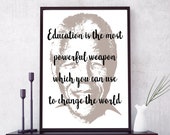 Nelson Mandela Education PRINTABLE Poster - Classroom DIGITAL DOWNLOAD - Print for Teacher - Famous Quotes - South Africa Apartheid Wall Art