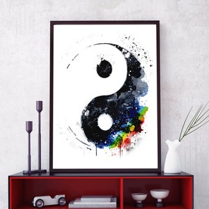 Yin Yang Print PRINTABLE Wall Art - Watercolor Yin Yang Poster DIGITAL DOWNLOAD - Chinese Philosophy Decor - Symbolism Signs