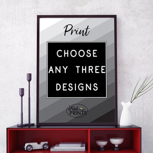 Set of 3 PHYSICAL PRINTS - Choose any 3 non-custom designs from my shop (same size) - UNFRAMED