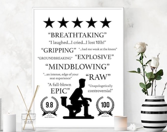 Funny Toilet PRINTABLE Wall Art - Restroom DIGITAL DOWNLOAD Print - Bathroom Decor - Humorous Reviews Poster