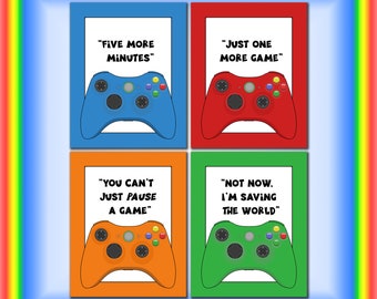 Arte de parede para videogame - Conjunto de 4 impressões de jogadores, para sala de jogos ou quarto - SEM QUADRO