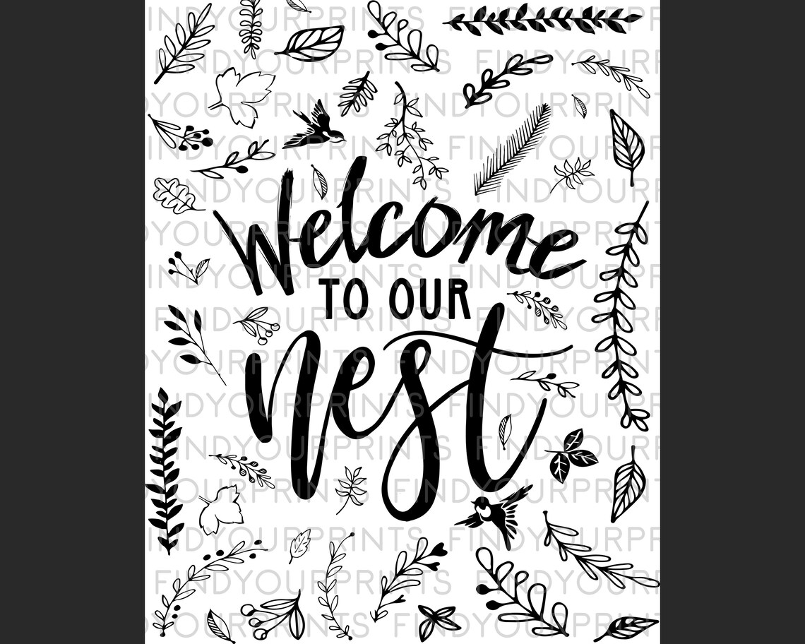 Welcome to Our Nest PRINTABLE Wall Art Home Entrance Sign - Etsy