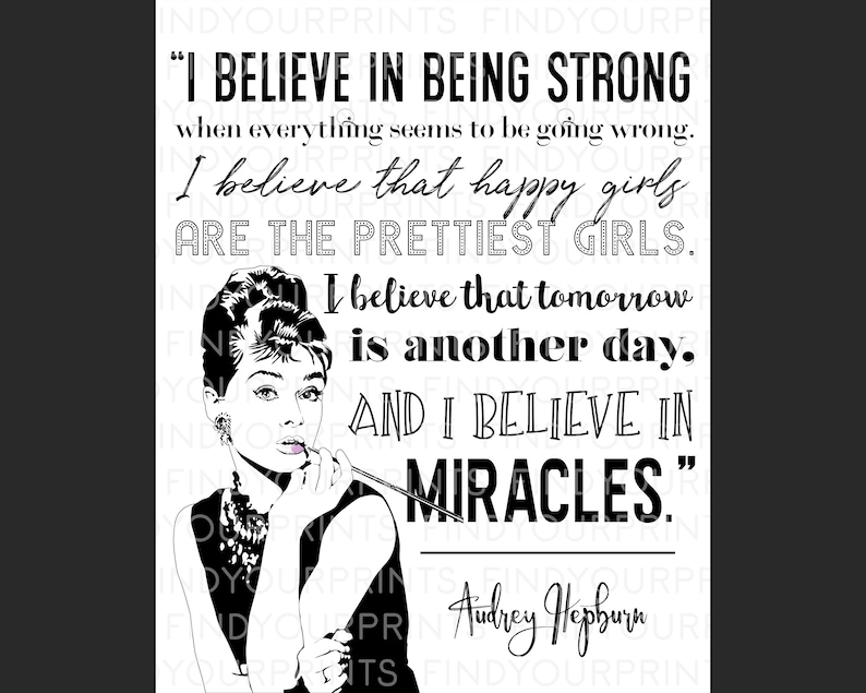 Audrey Hepburn Quote PRINTABLE DIGITAL DOWNLOAD Poster - Etsy
