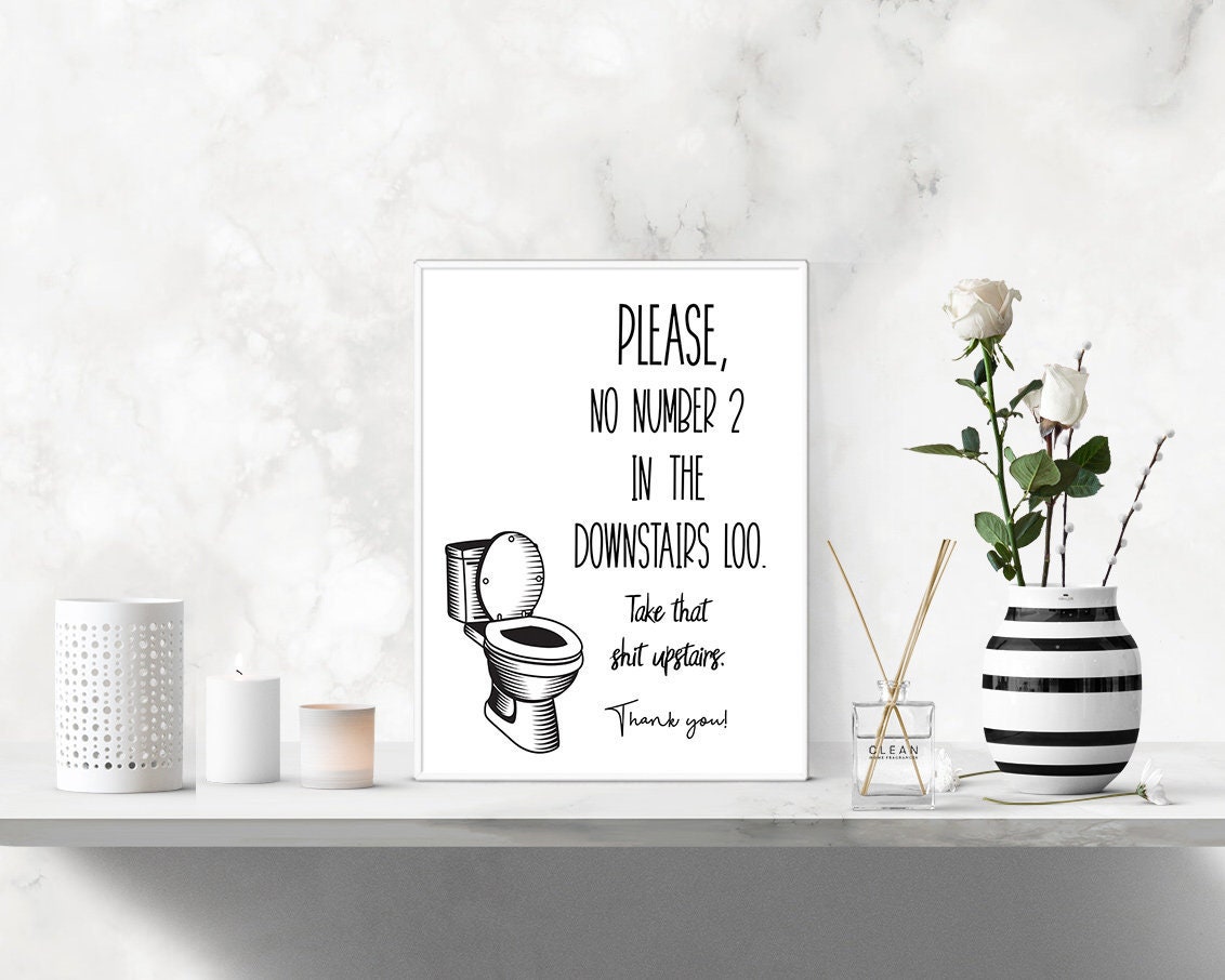 Downstairs Toilet PRINTABLE Poster Funny Restroom Sign Etsy