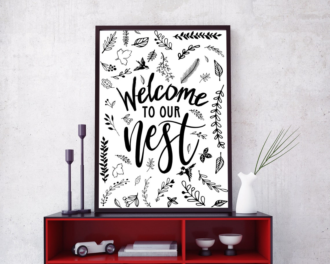 Welcome to Our Nest PRINTABLE Wall Art Home Entrance Sign - Etsy