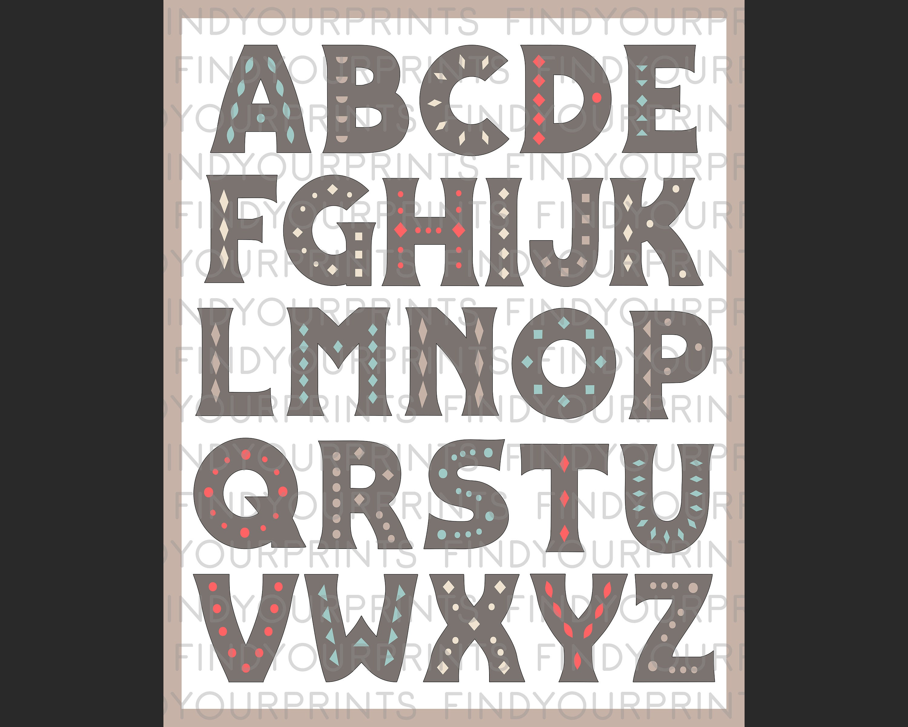 Alphabet PRINTABLE Wall Art - ABC Poster DIGITAL Download - Home School ...