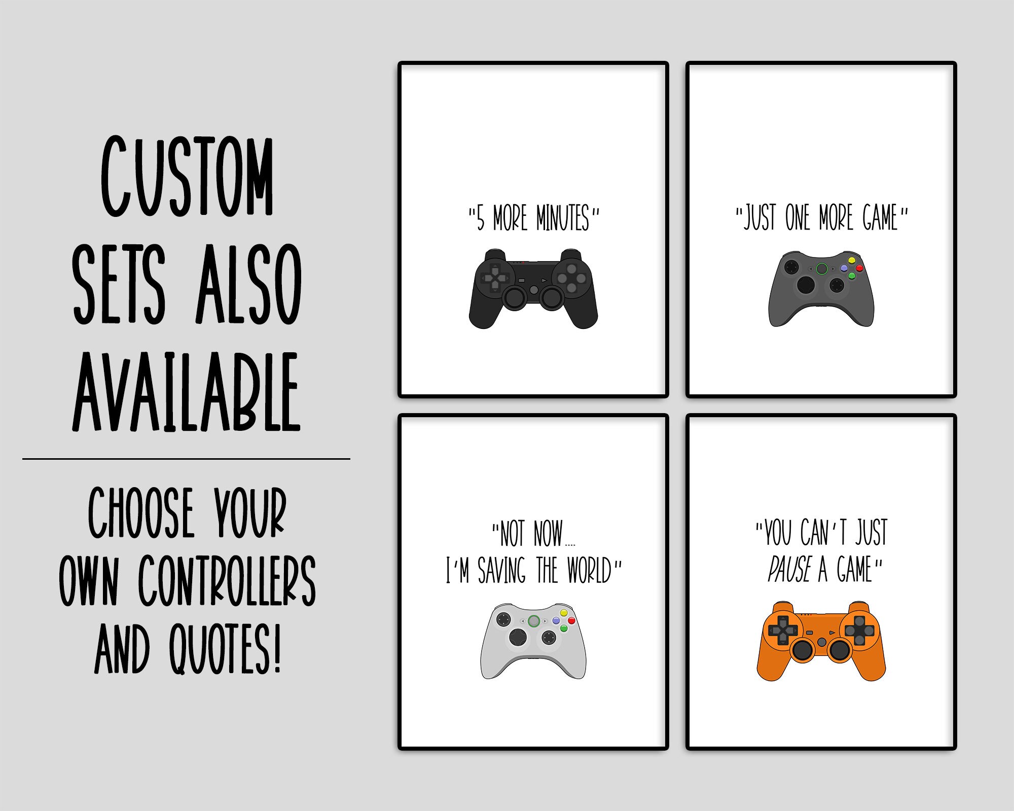 Games Room Decor Prints Set of 4 Gamer Posters Bedroom Etsy UK