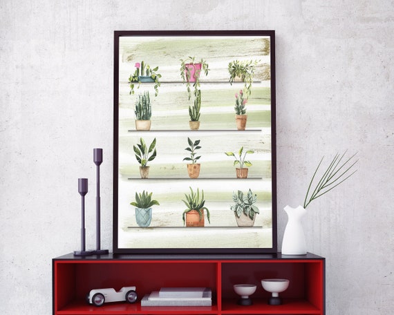 Plant Print DOWNLOADABLE - Botanical PRINTABLE Wall Art - Watercolor Floral DIGITAL Download - Plant Lovers Gift - Spring Decor Poster