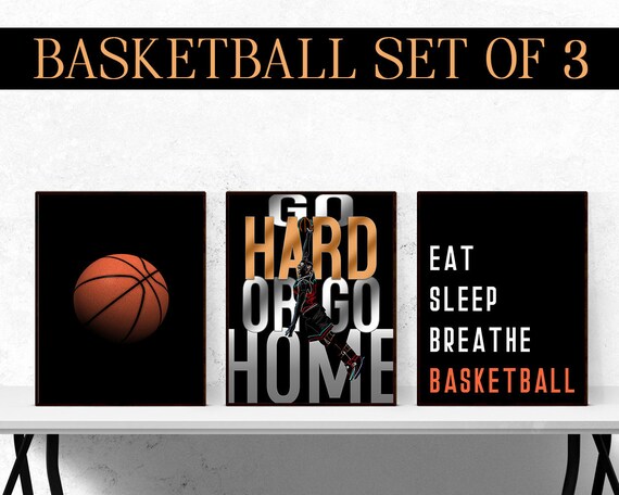 Basketball Set Of 3 Bedroom Wall Art Prints Sports Room Posters Gift For Nba Fan Teenage Bedroom Decor Man Cave Wall Art Unframed