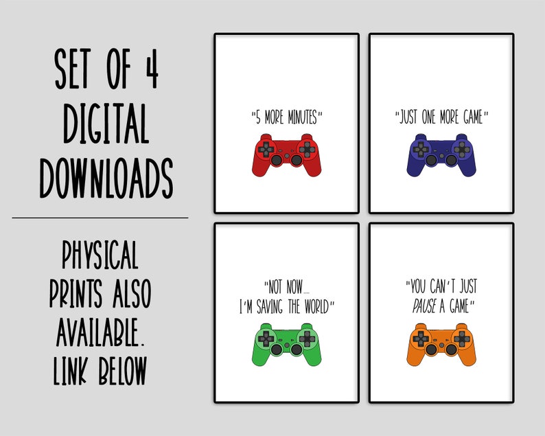 Color Gamer Posters PRINTABLE Wall Art - Video Games Room Decor DIGITAL DOWNLOAD - Gamer Prints - Gamer Gift - Game Controller - Gaming Sign 