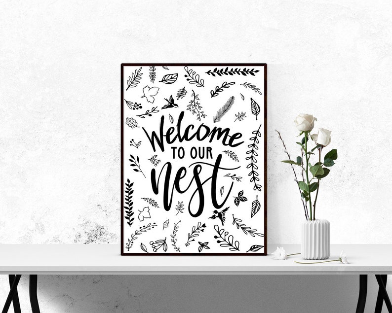 Welcome to Our Nest PRINTABLE Wall Art Home Entrance Sign - Etsy