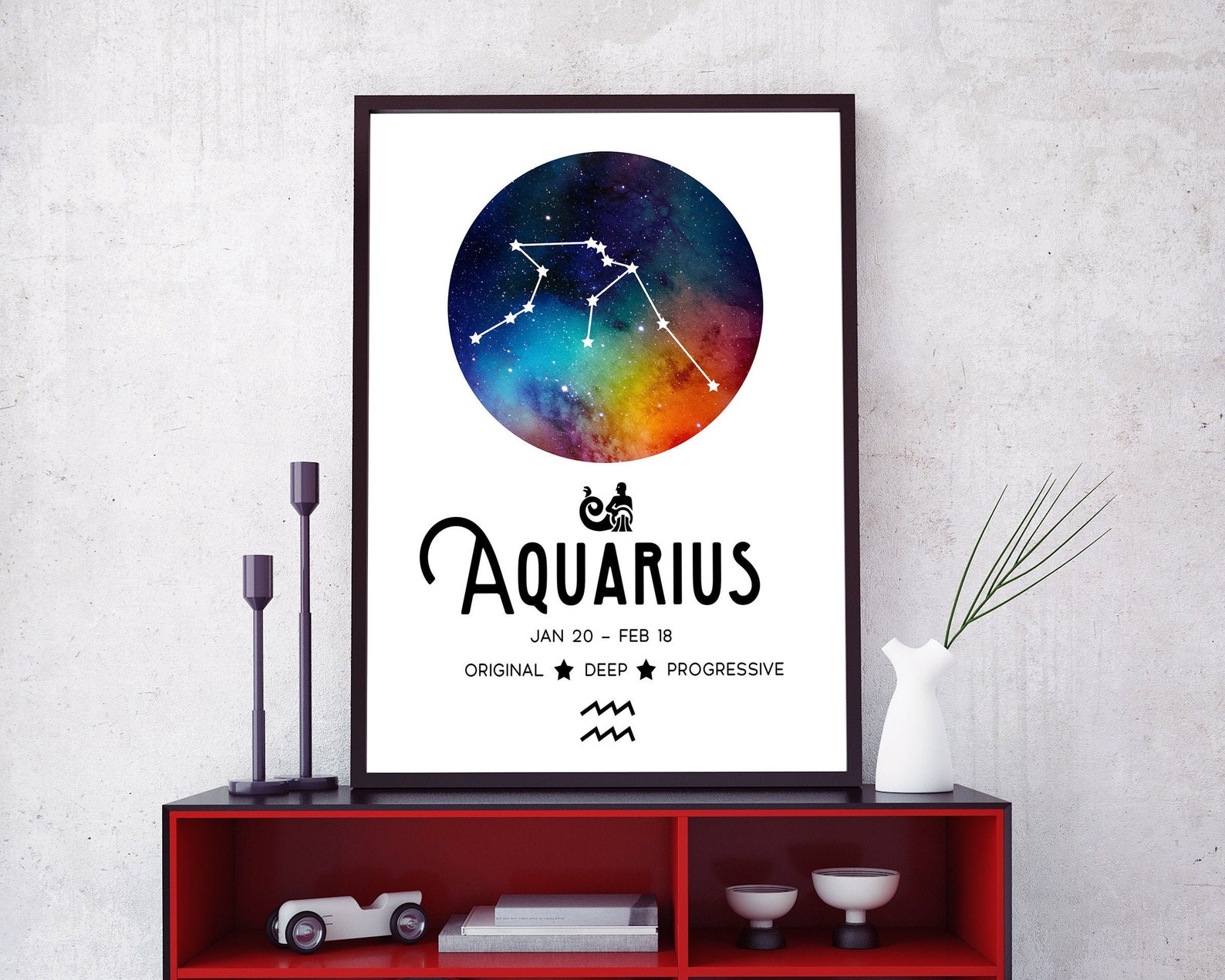 Aquarius Constellation PRINTABLE Wall Art Zodiac Print | Etsy