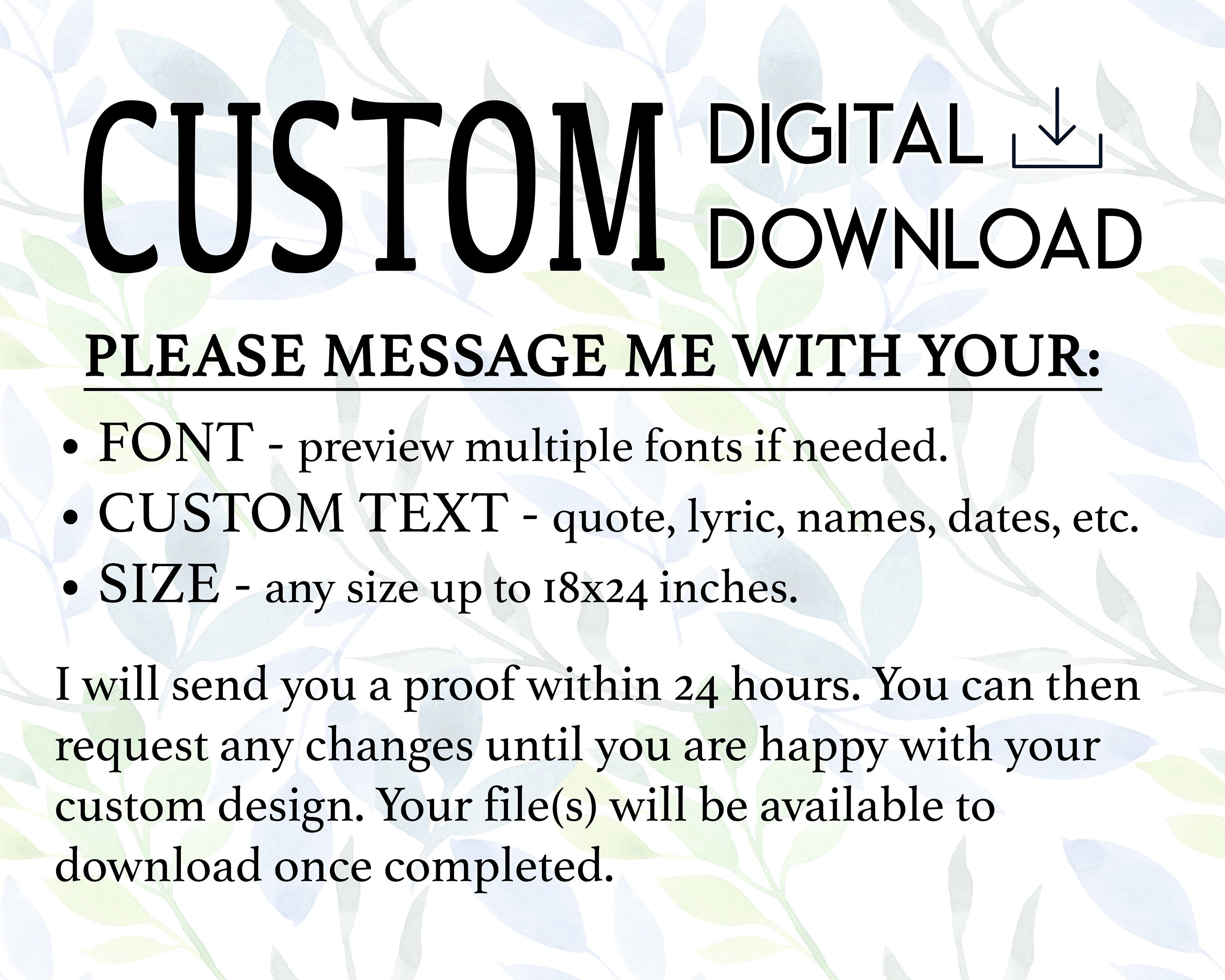 Custom Text PRINTABLE Poster Personalized DIGITAL DOWNLOAD | Etsy
