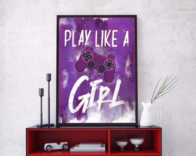 Girl Gamer PRINTABLE Wall Art Gamer Room Decor DIGITAL Etsy