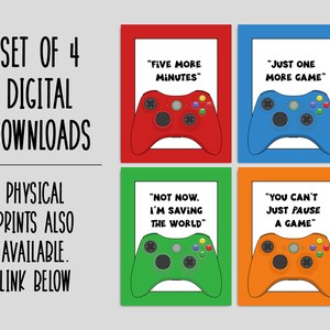 Gaming DIGITAL DOWNLOAD Prints - Set of 4 PRINTABLE Video Games Wall Art - Gamer Gift