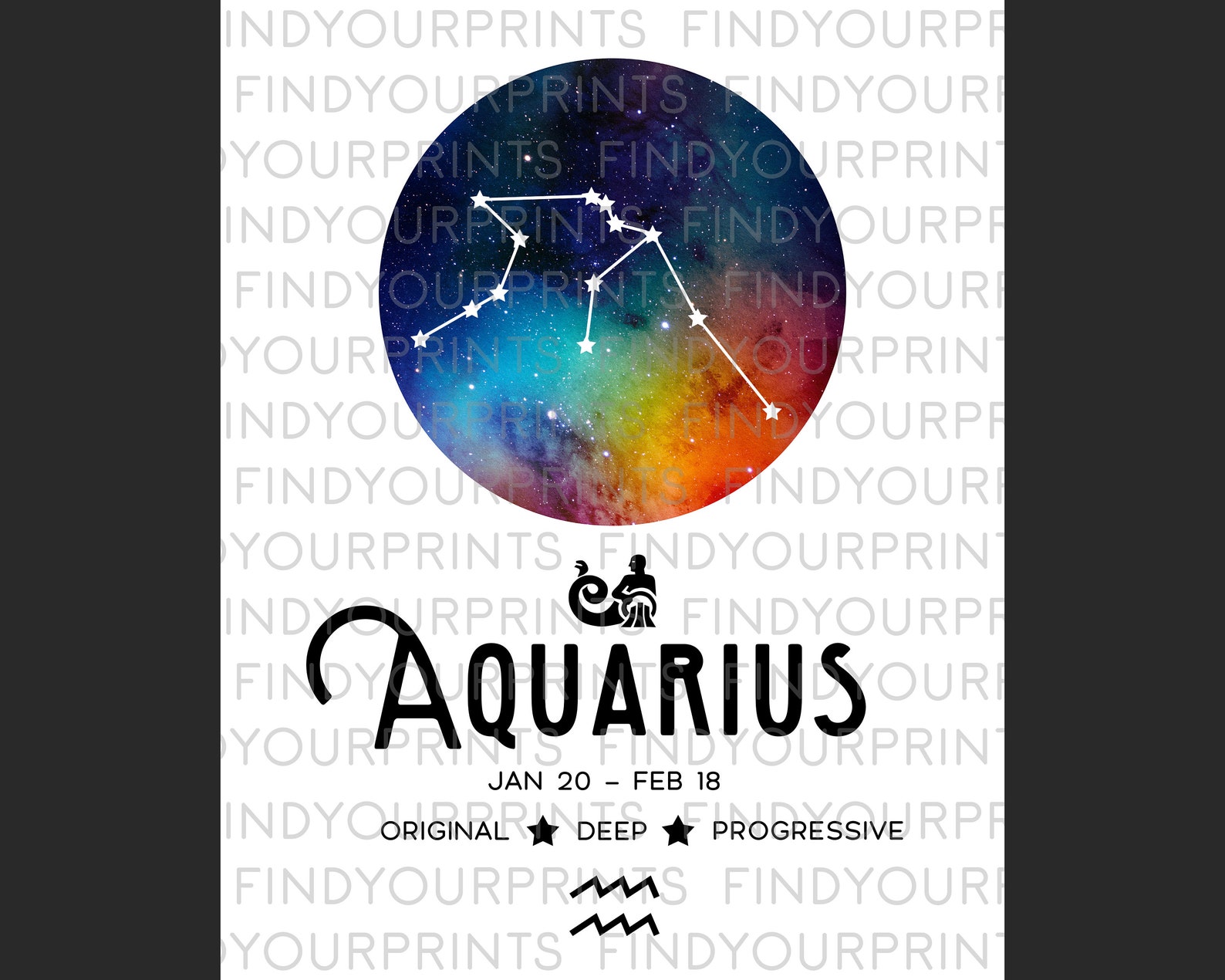 Aquarius Constellation PRINTABLE Wall Art Zodiac Print | Etsy
