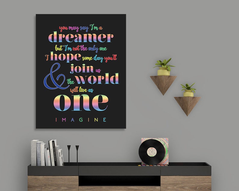 John Lennon Imagine Lyrics PRINTABLE Poster Song Lyric Wall - Etsy