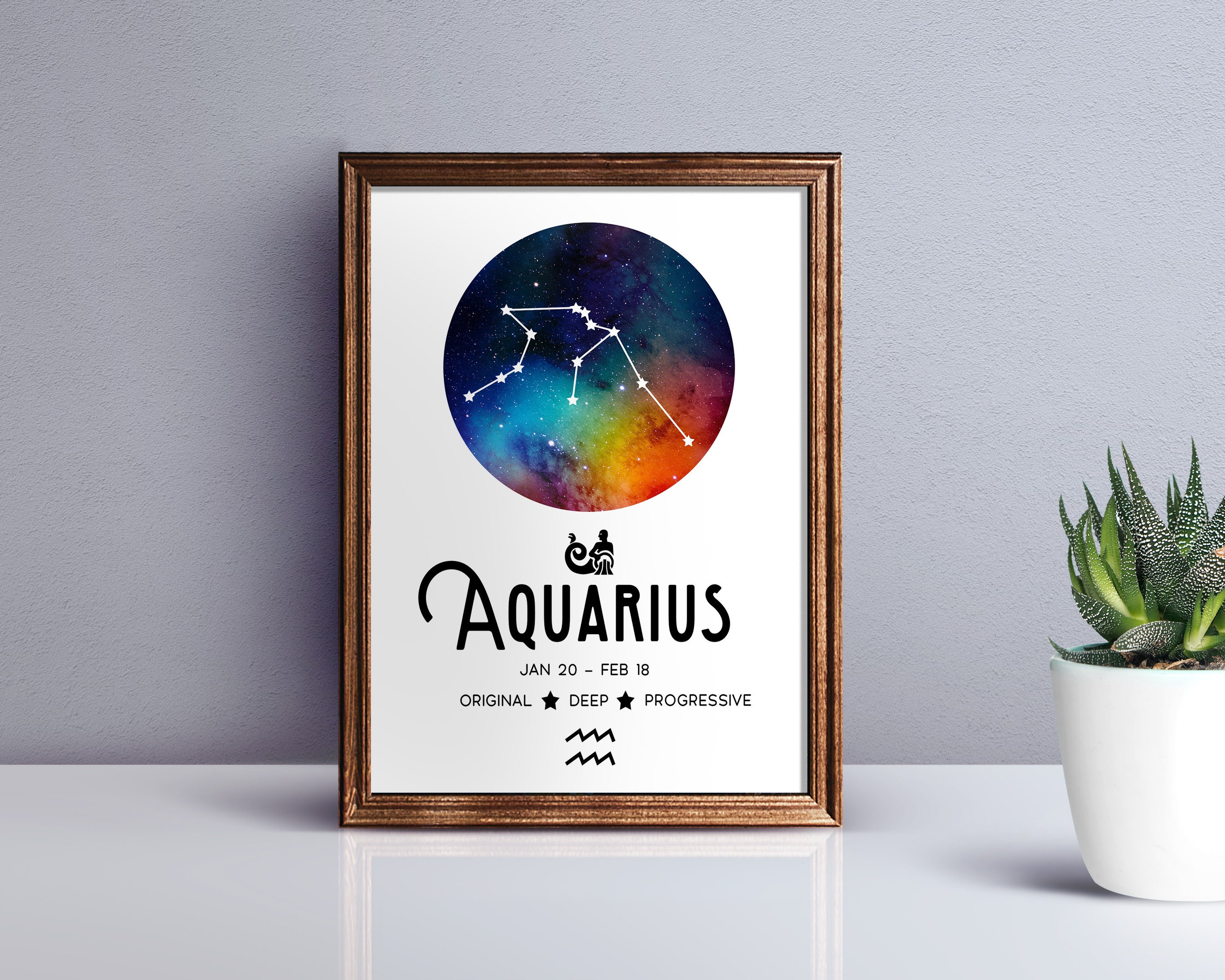 Aquarius Constellation PRINTABLE Wall Art Zodiac Print | Etsy