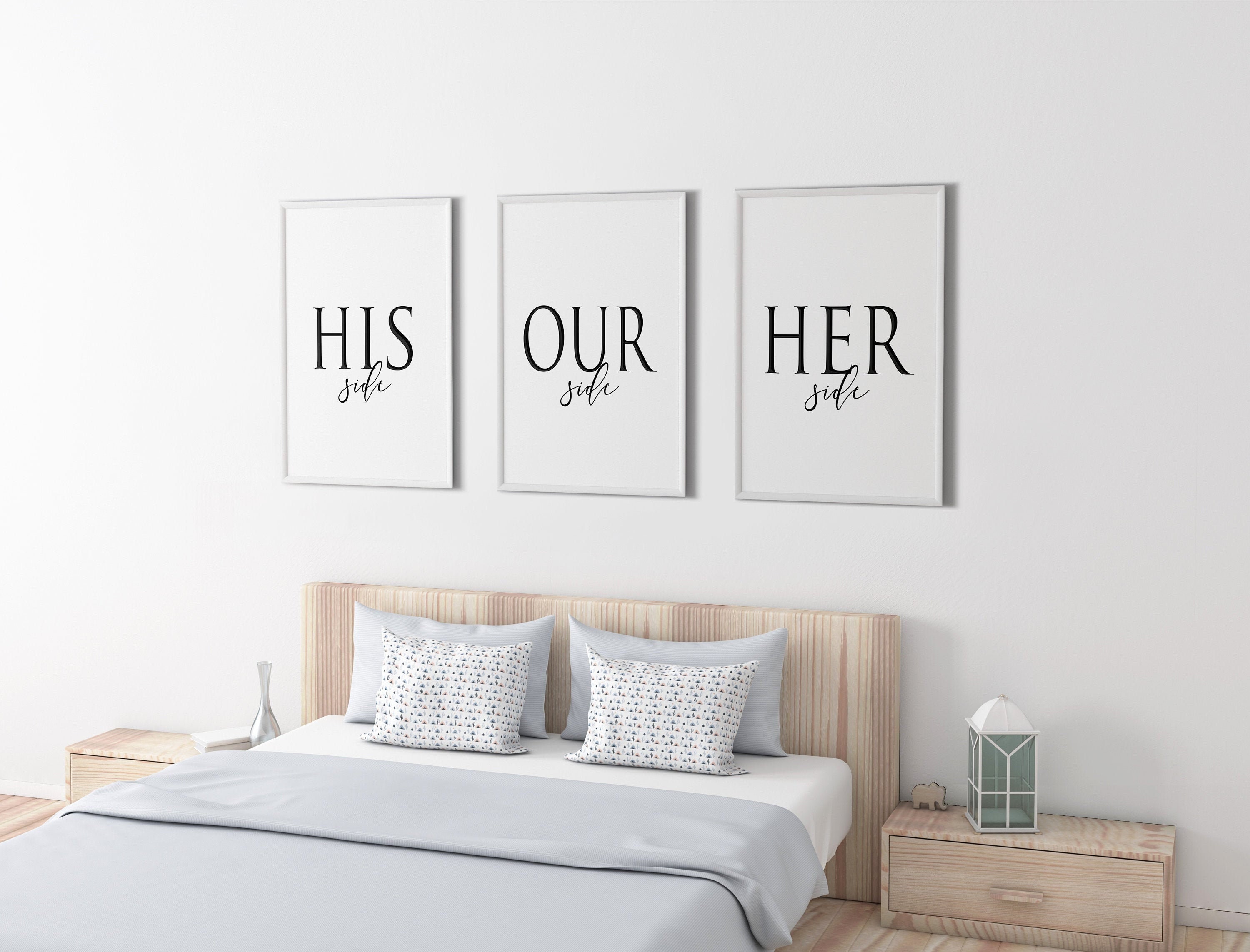 His & Hers Bedroom PRINTABLE Wall Art Set of 3 DIGITAL Etsy