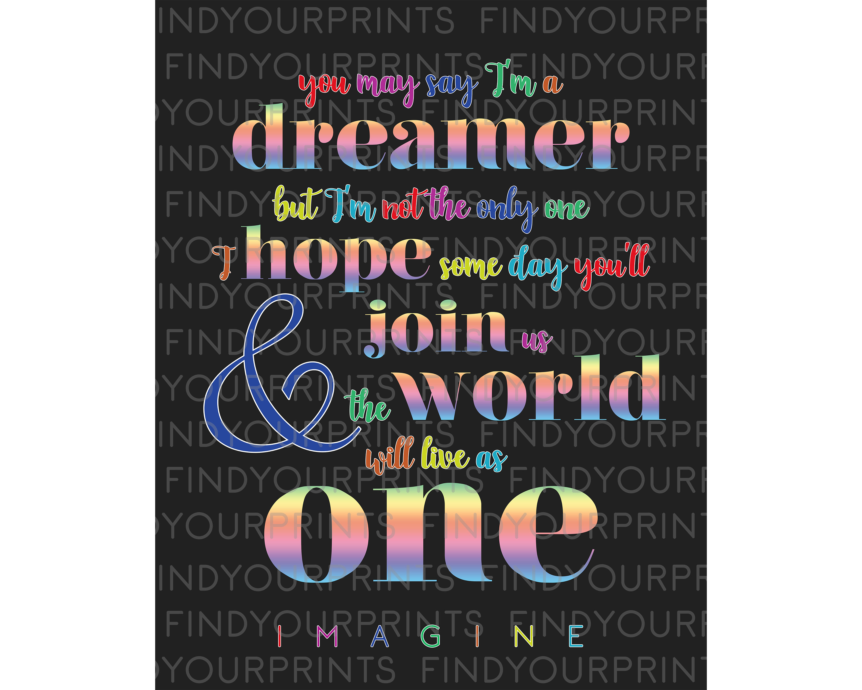 Imagine - John Lennon - Above Us Only Sky Lyrics Text Poster for Sale by  Sago-Design