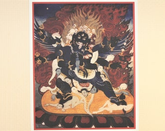 Lienzo natural impreso Thangka tibetano Vajrakilaya