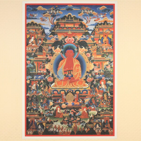 Tibetan Thangka, Amitabha Buddha, Natural Canvas