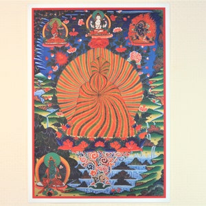 Tibetan Thangka. Guru Rinpoche in Rainbow Body