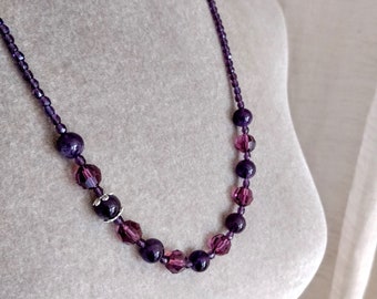 Vintage inspired necklace, purple necklace, amethyst