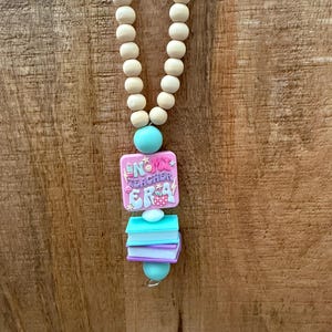 In My Teacher Era Lanyard; Teacher Wood Beaded Lanyard | Cute Teacher Lanyard | Back to School Teacher Badge Holder