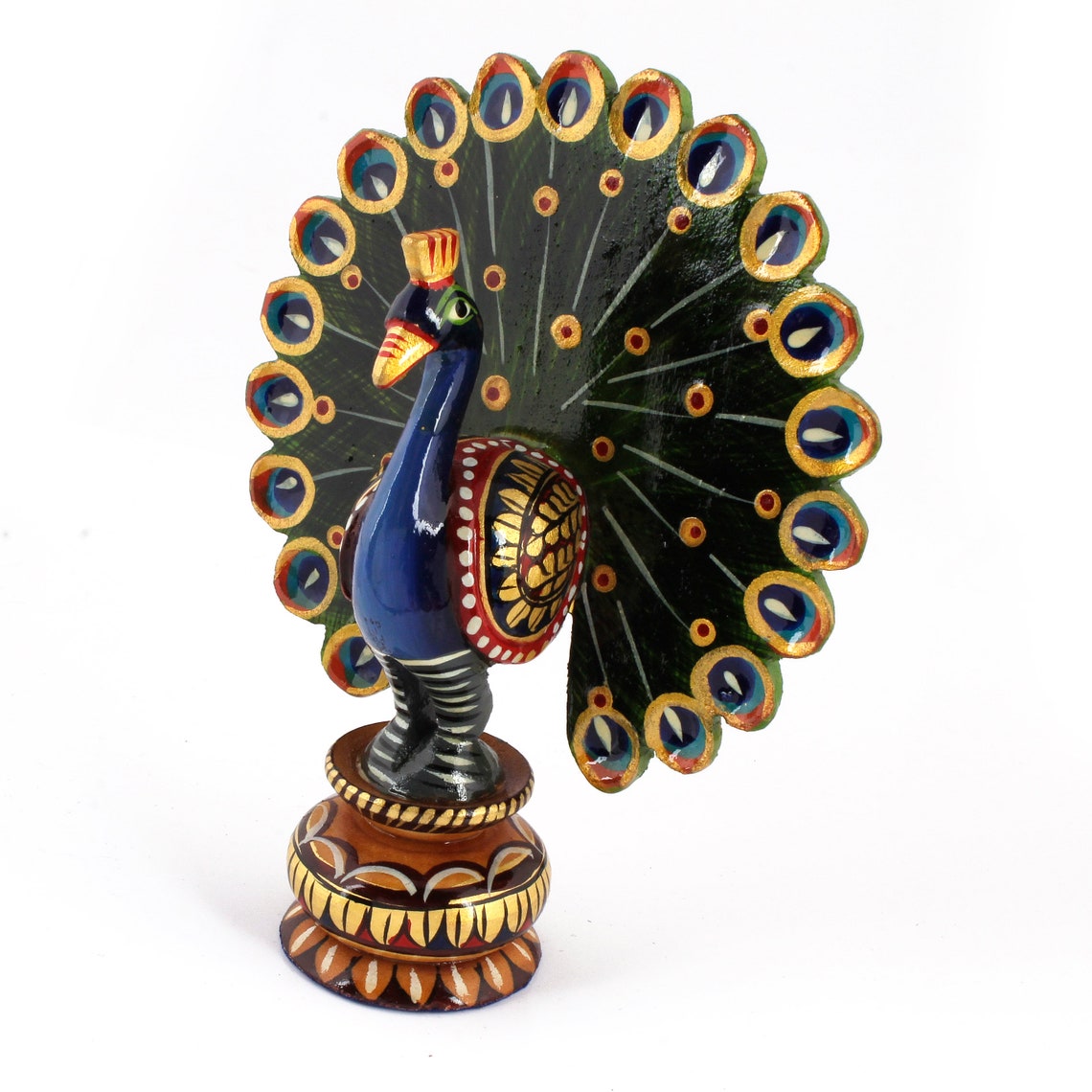 Peacock figurine enamelled peacock statue home decor display Etsy