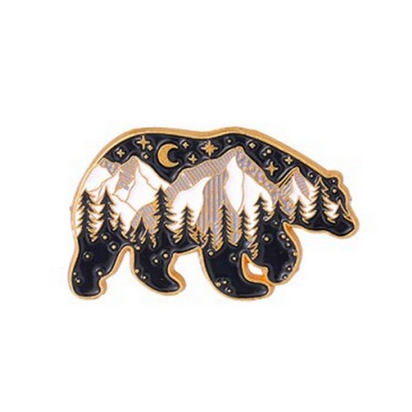 Great Outdoors Bear Pin Badge Brooch Metal and Enamel 3x1.75cm - Ideal Gift