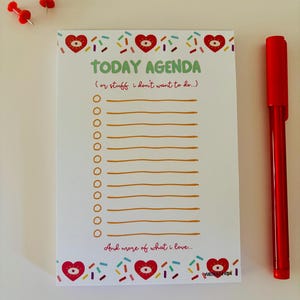 Today Agenda notepad | Motivational Notepad | Heart & Soul To-Do List | A6 notepad | Mental health | Stationery