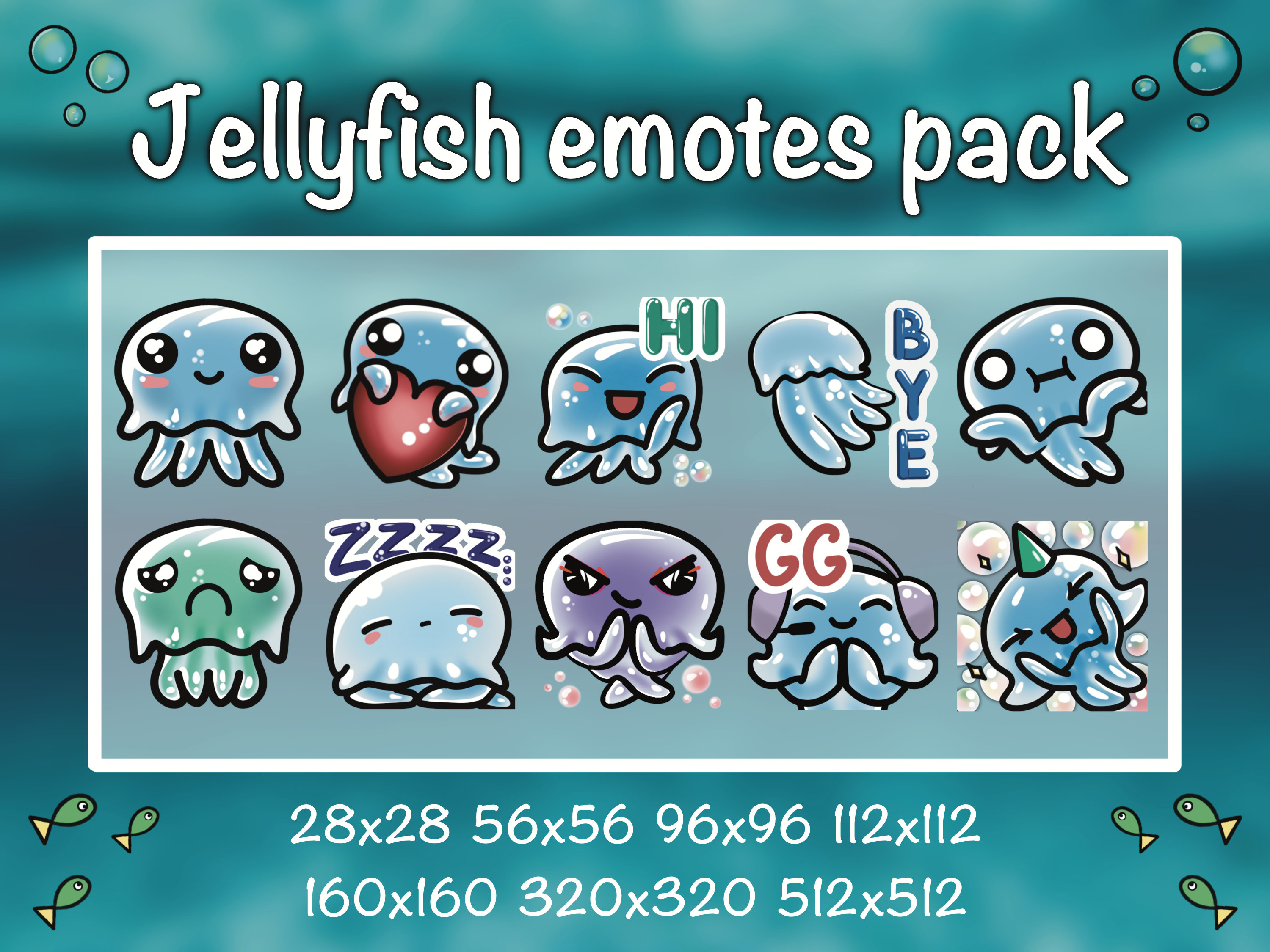 Jellyfish Emotes Pack Twitch, Discord, Whatsapp, Youtube, Viber