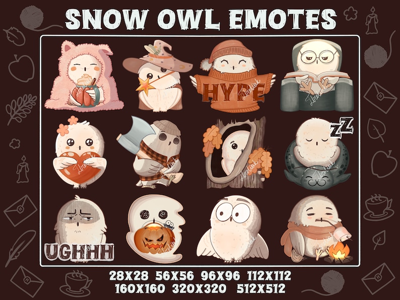 Snow Owl Emotes | Twitch, Discord, Whatsapp, Youtube, Viber | Cute ...